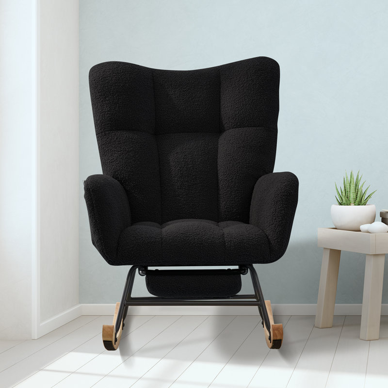 Chaise berçante avec poche, chaise berçante en tissu doux pour la chambre de bébé, Noir