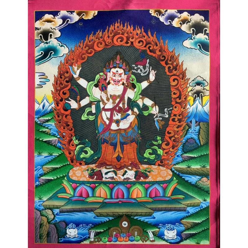 Blanc Mahakala Thangka (Thangka sans brocart)