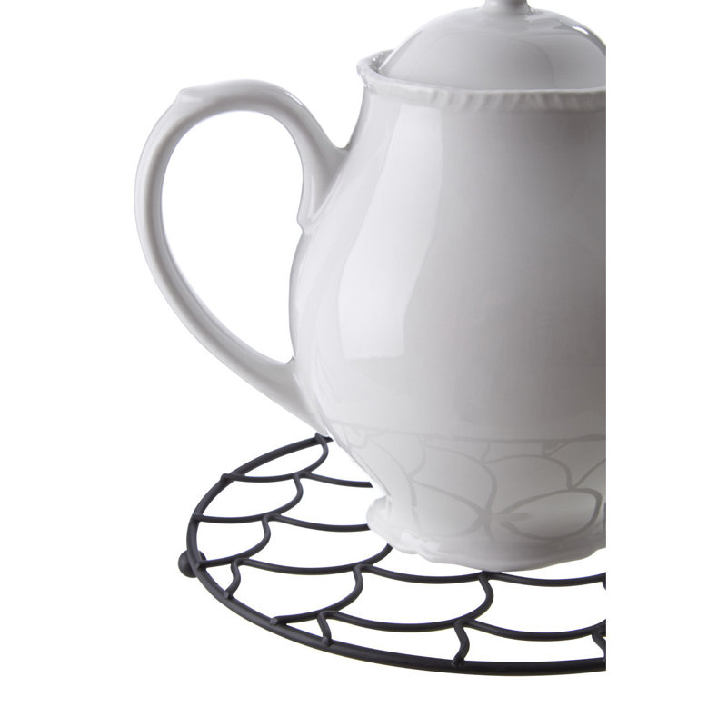 Metal Round 1 Piece Trivet, Black