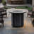 30" Propane Gas Fire Pit Table,50000 BTU Round Steel Fire Pit with Wood Grain Ceramic Tabletop for Outside Patio Deck Garden Backyard- Black