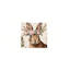 Lapin avec couronne florale, art mural encastré en bois, L 16 x l 16