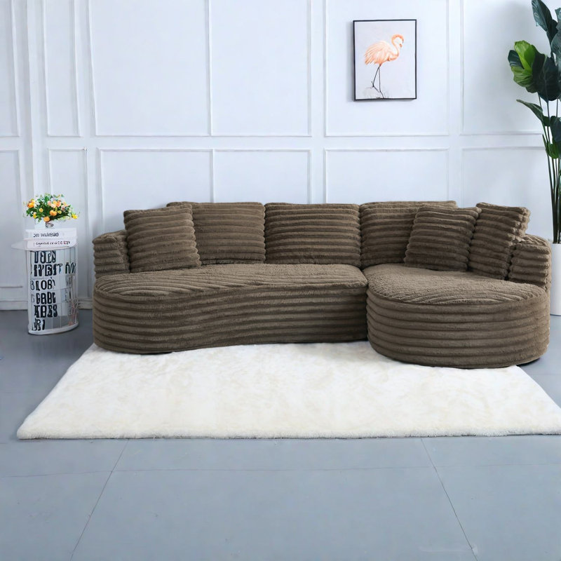 Compression Corduroy Sectionals, Modern Curved L Shape For Home