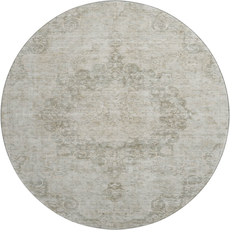 Premium Machine Washable Barry AMF1238 Global Rug, Round 8'