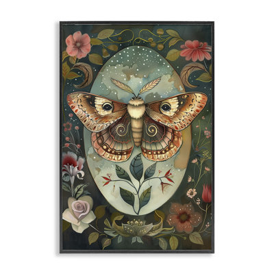«Moth with Blooming Florals», estampe numérique, design par The Dutch Lady