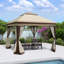 Abri de jardin 11 x 11 pi avec filet amovible. Rouille - cadre. Double couche supérieure. Feu. Pour le patio, la cour arrière, le camping. Tente d'extérieur Coffee 11 x 11 pi, structure en acier - 2 capote, filet en filet pour la fête, mariage