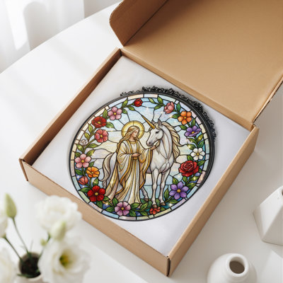Vitrail Saint And Unicorn ， 12 "