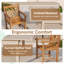 Fauteuil d'extérieur en bois de teck 2 pièces avec siège à lattes et pieds solides