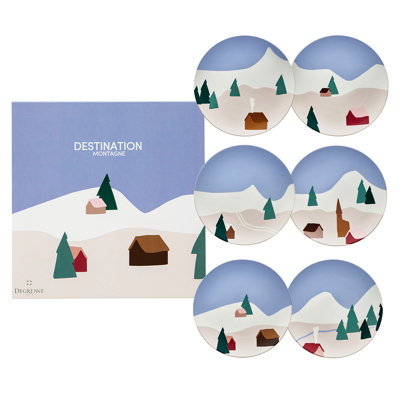 Destination Montagne  9 SaladDessert Plate Gift Box Set Of 6