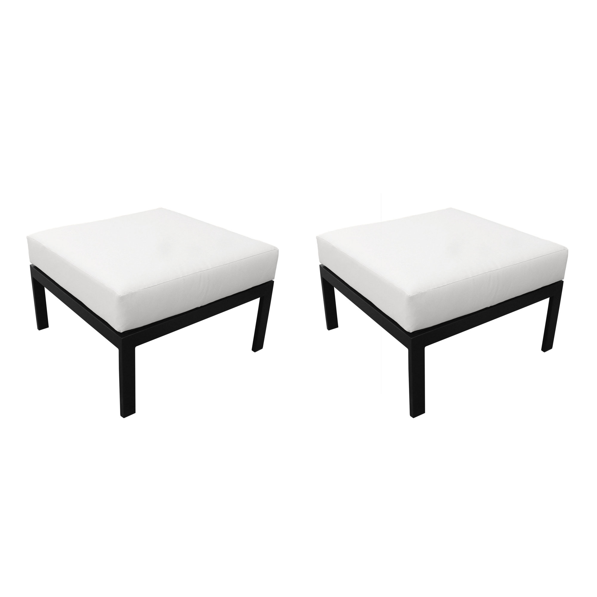 Madison Metal Outdoor Ottoman with Cushion, Alabaster
