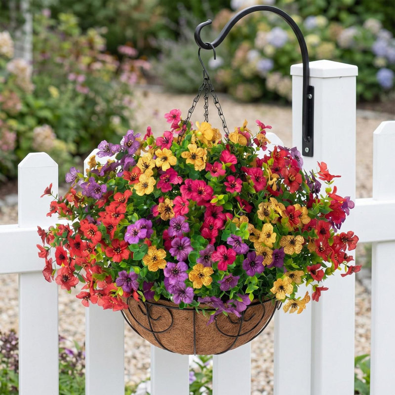 Faux paniers artificiels à fleurs suspendus pour l'extérieur