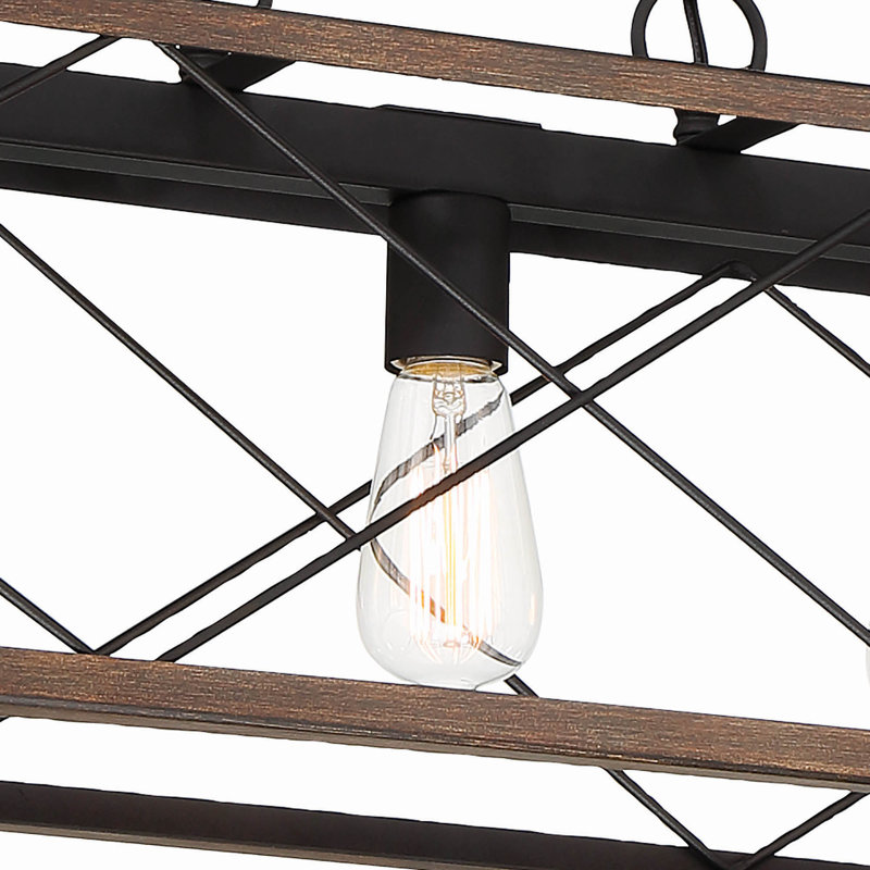 Lustre linéaire à 5 lumières pour îlot de cuisine Darlington, Noyer vieilli