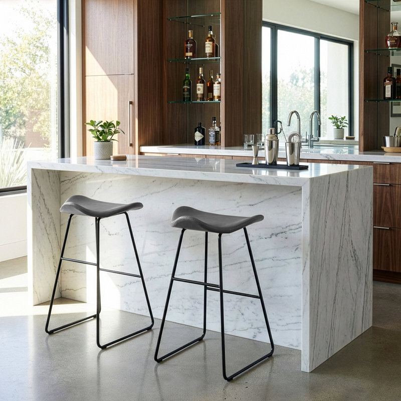 Tabouret de bar et de comptoir Younts, Tabouret de bar (siège d'une hauteur de 29,5 po), Gris