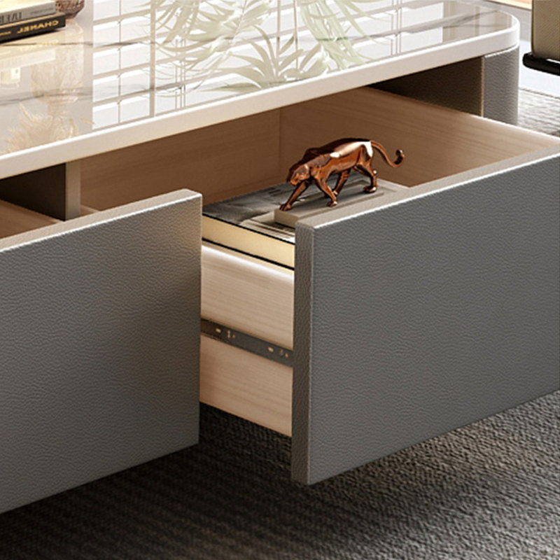 Table basse Modern Luxury, 15.35" H x 39.37" L x 23.62" W, Blanc, Gris