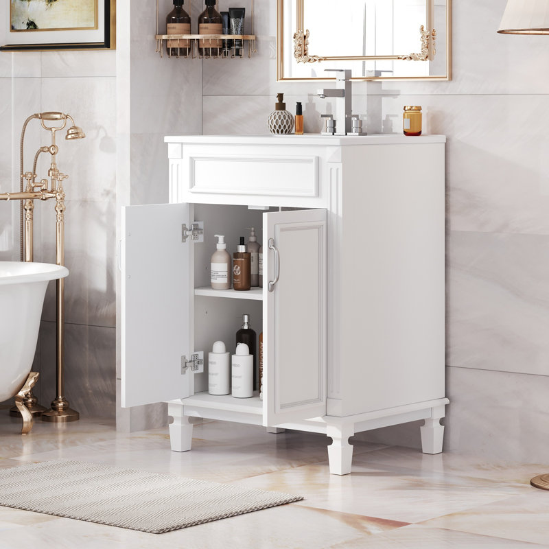 Meuble-lavabo 24 po avec lavabo supérieur, Blanc