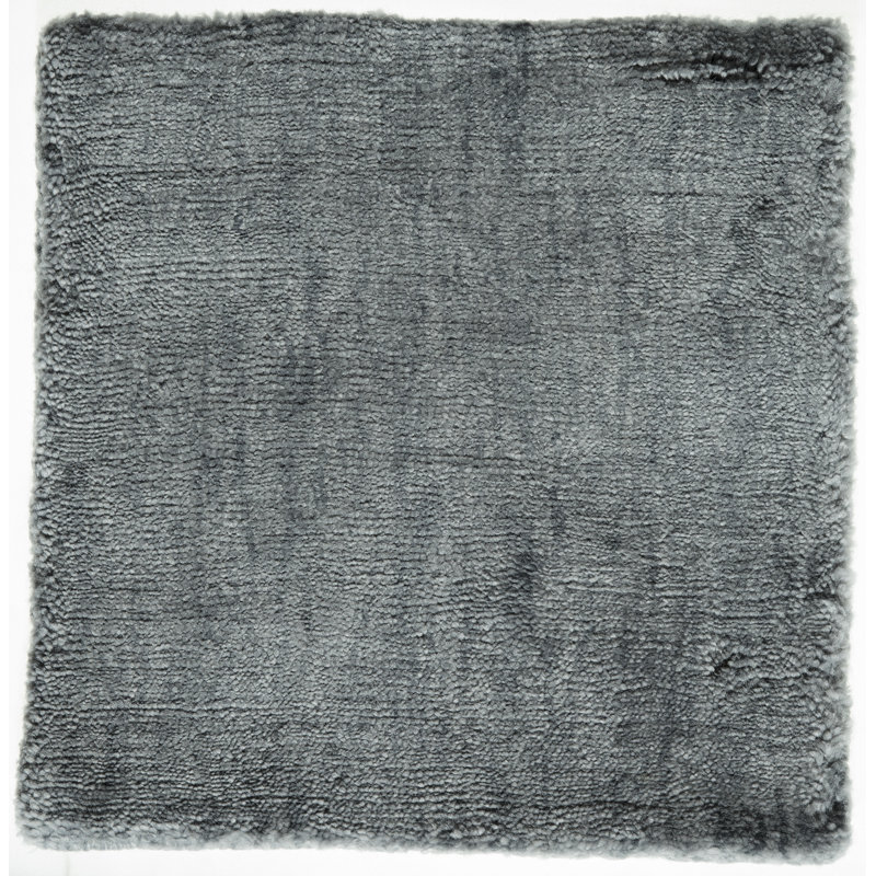 Bonn Hand-Loomed Synthetic Greige Area Rug, Light Denim, Square 9'