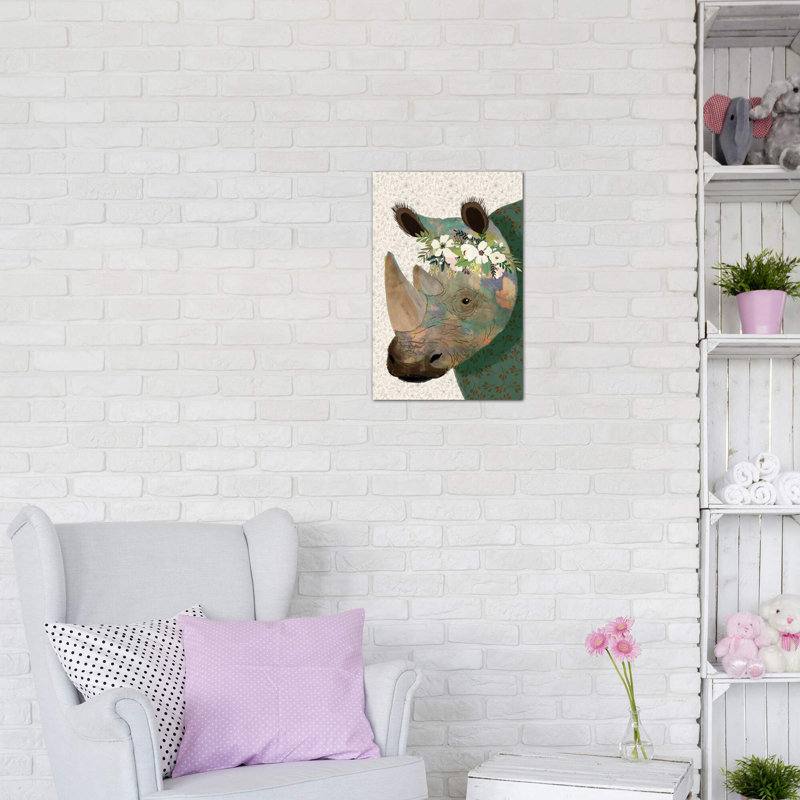 «Rhino» par Mia Charro - impression d'art graphique, H 60 po x l 40po x P 1,5 po, Toile tendue