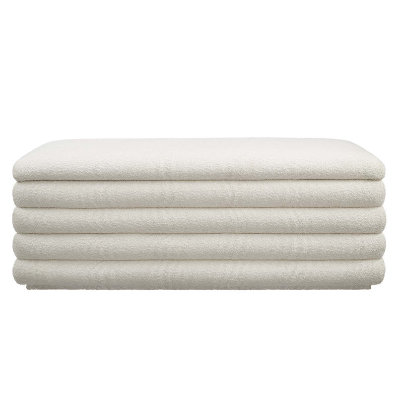 Cloud Boucle Upholstered Storage Bench with Channel Tufting
