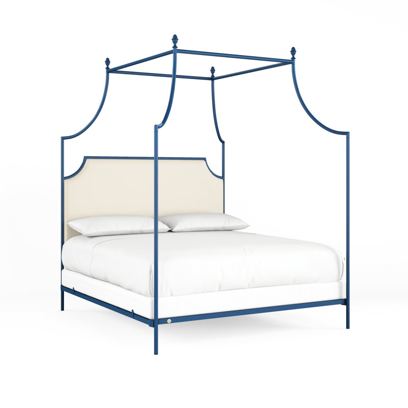 337 Flying Arch Canopy Bed | Complete Canopy, King, Navy Blue/Beige