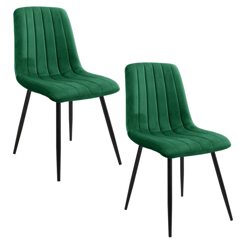 Adrianah 47cm H Tufted Velvet Upholstered Upholstered Back Side Chair in Green