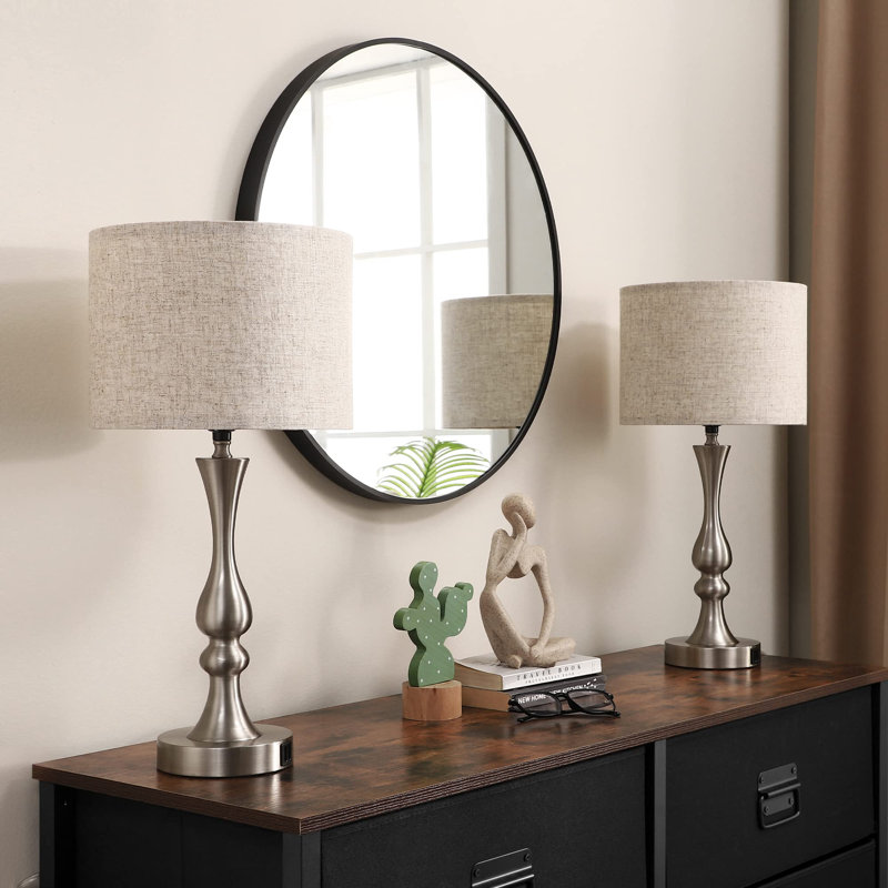 Denyer Metal USB Table Lamp, Silver