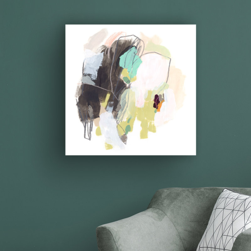 June Erica Vess Abstract Modern Canvas Art in White and Gray
