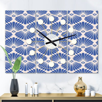 Très grande horloge murale ondulations rétro Mid-Century