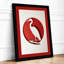 Heron in Red Circle Minimalist - Framed Print-398961266-398961271