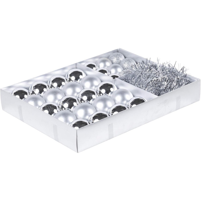 25cm Astrology & Stars Ball Ornament, Silver