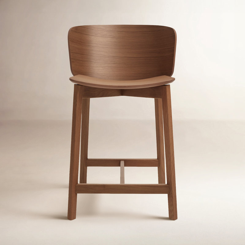 Tabouret Buddy, Tabouret de comptoir (siège d'une hauteur de 26 p, Noyer