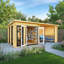 20ft x 10ft Studio Pent Log Cabin With Patio Area UPVC Windows & Doors (44mm)-105863325