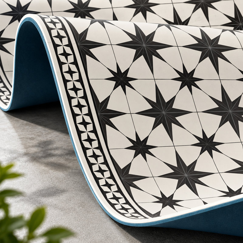 Tapis en vinyle noir facile à nettoyer NightSky, Rectangle 4pi x 6 pi