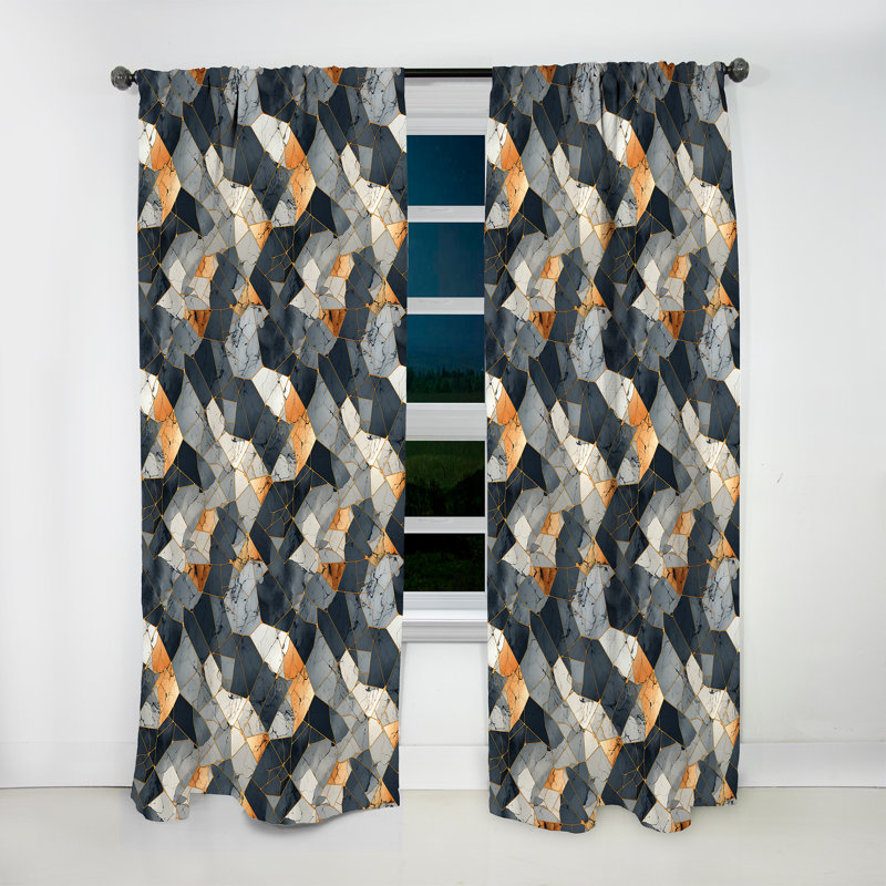Grey Industrial Chic Marble Escape - Glam Velvet Curtain - Room Darkening - 1 Panel, 52" W x 84" L