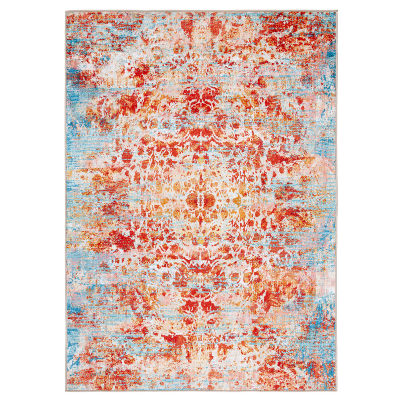 Whaleyville Performance Machine Washable Abstract Rug, Rectangle 6'7" x 9'