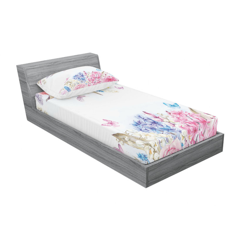 Ensemble de draps romantiques roses et marguerites, Ensemble de draps pour lit simple avec drap-housse
