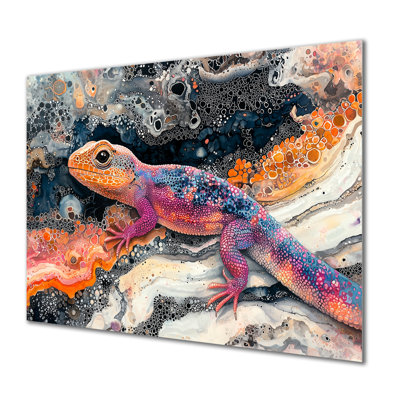 Colorful Lizard In The Lake Harmony II - Lizard Metal Prints