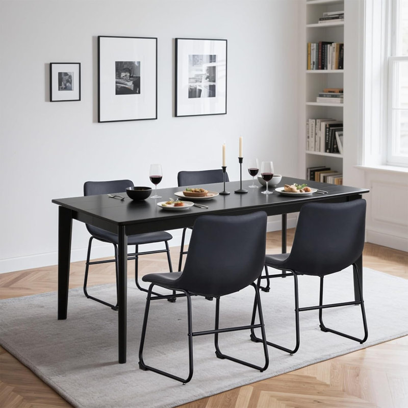 Chaises rétro en métal suède 4 pièces, Noir