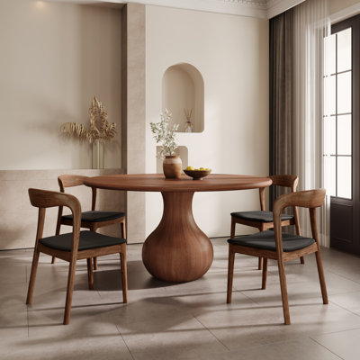 Ikerne 4 - Person Round Solid Wood Dining Set