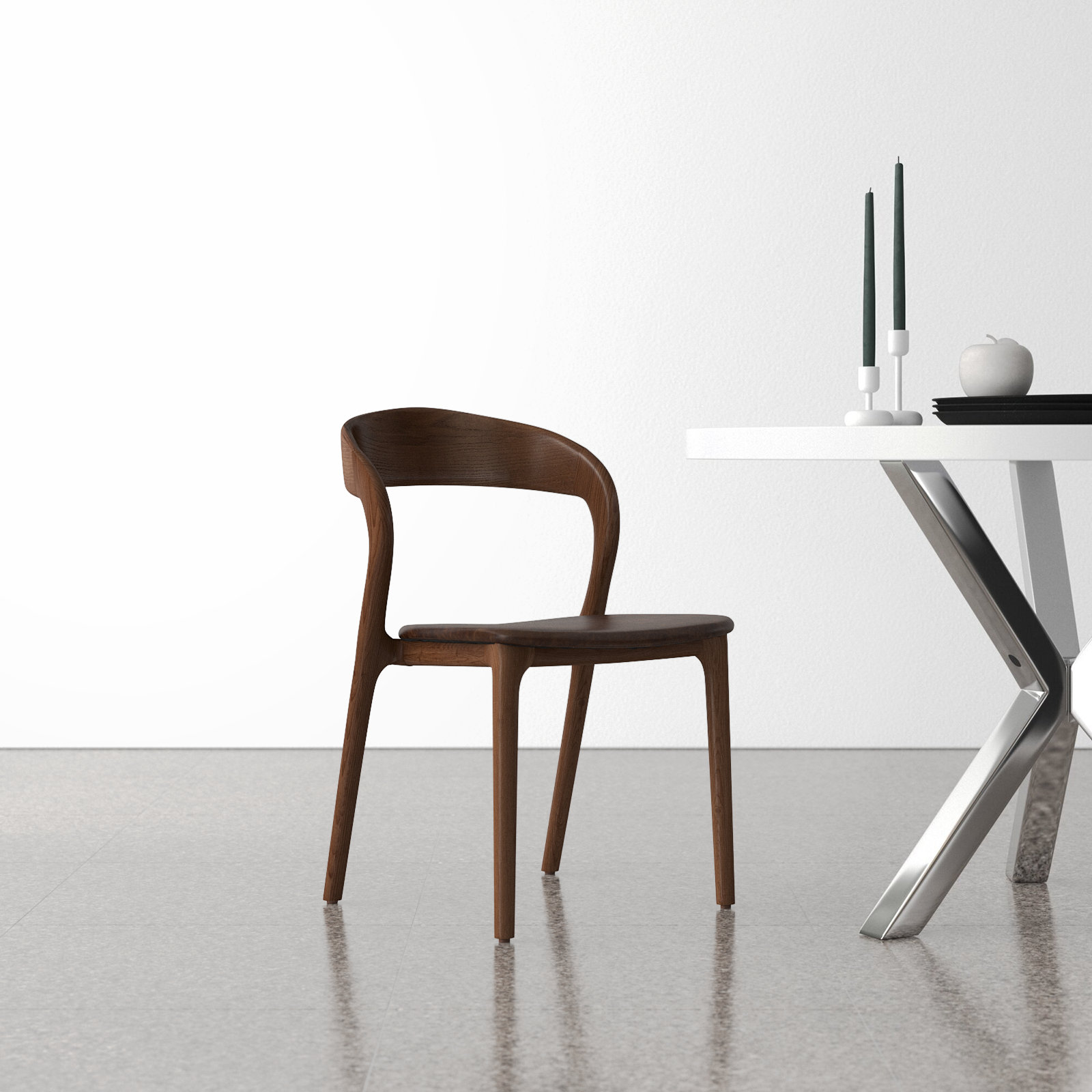 Kayla Leather Dining Chair, Sonoma Coco Top Grain Leather, Walnut