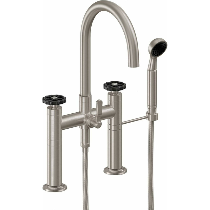 Descanso Tub Filler with Diverter, Cross Handle, Matte Black
