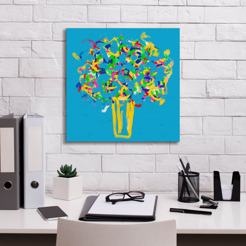 «Spring Flowers» par Cesare Bellassai, art mural sur toile, H 18 po x l 18 po x P 0,75 po