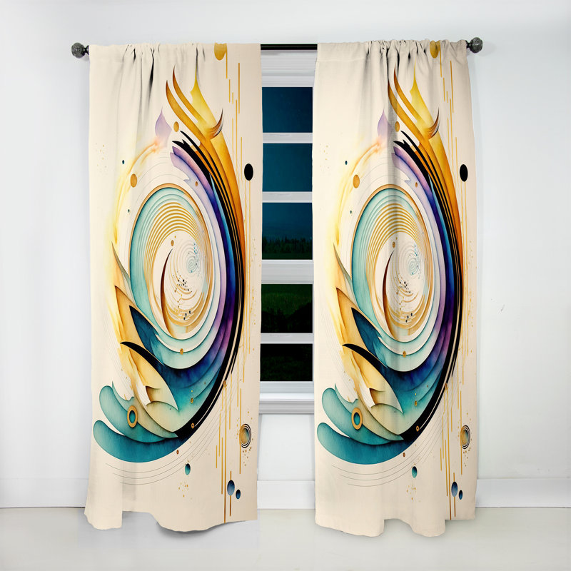 Bayville - Colorful Watercolor Spiral - Modern Velvet Curtain - Room Darkening - 1 panel, 52" W x 120" L