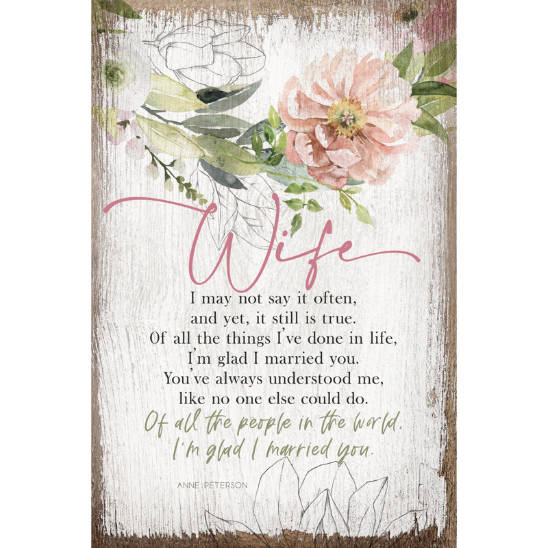 «Wife I May Not Say», plaque de bois