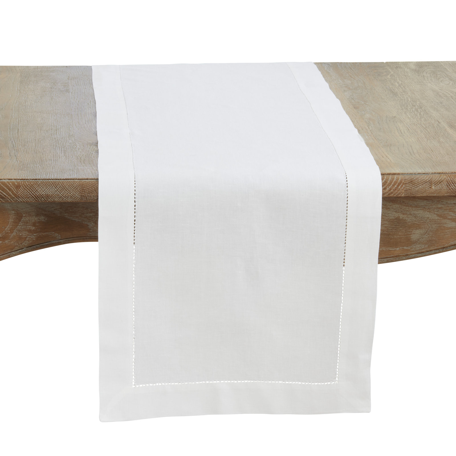 Linen Blend Table Runner – Classic Hemstitch Decorative Table Runner for Dining Tables, 54