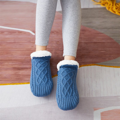 Women's Winter Super Soft Warm Fuzzy Fleece-Lined With Grippers Slipper Socks