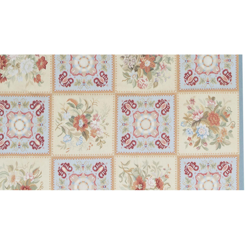 Hand-Knotted High-Quality Yellow and Blue Area Rug