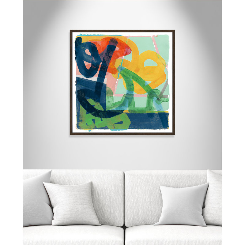 «Dwyer Link» par Cartissi - peinture encadrée, H 32 po x l 32 po x P 0,75 po, Cadre noyer
