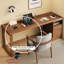Bureau de direction rectangulaire brun en bois massif avec 3 tiroirs, bureau-118374701-118374704