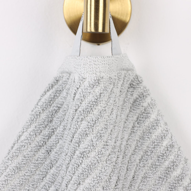 Ensemble de serviettes à séchage rapide en mélange de coton côtelé en diagonale, Platine