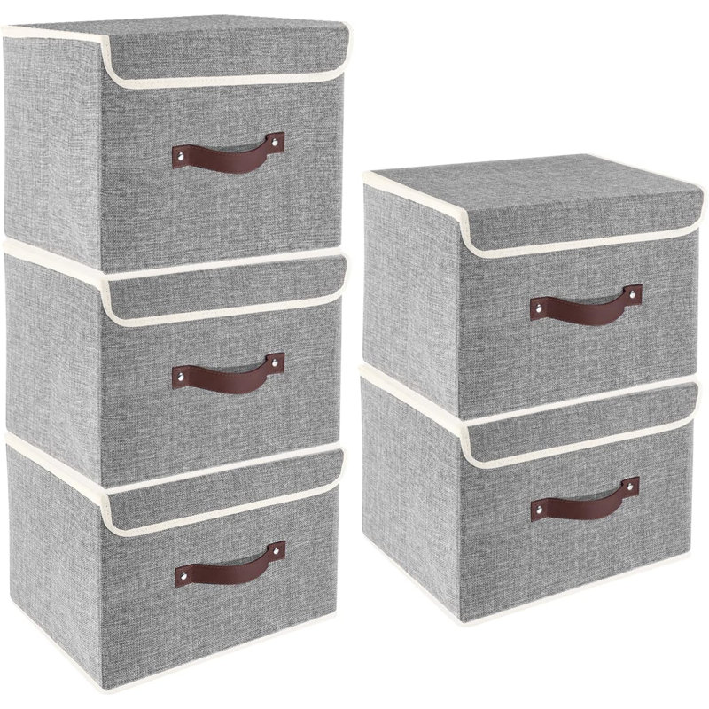 Brayden Studio Fabric Bin, Grey