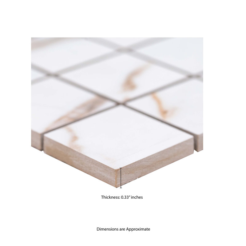 Velluto Grid 12 in. x 12 in. Matte Porcelain Mosaic Floor and Wall Tile, Meringue